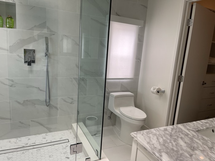 Sparkling glass shower and bathroom finish